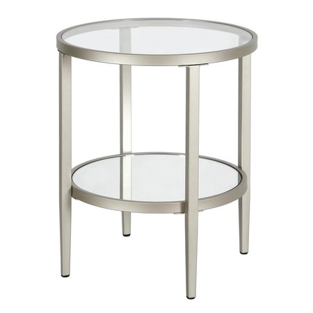 HUDSON & CANAL Henn &amp; Hart Hera Satin Nickel Round Side Table - 23.63 x 19.63 x 16.63 in. ST0510